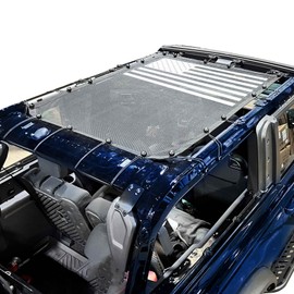 Sukemichi 2 Door Sunshade for Ford Bronco,Mesh Sun Shade Bikini Top Cover Bimini Top for Ford Bronco Accessories 2021 2022 2023 2024 2 Door - Blocks UV, Wind, Noise(Flag)