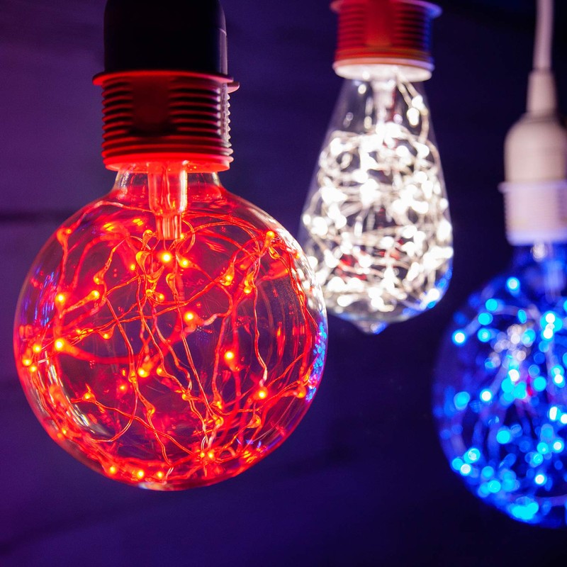 LEDimagine Fairy String Light Bulb, LED Globe Light Pendant, Blue