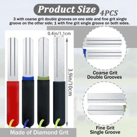 Realand 4 Pack Fishing Hook Sharpener, Double Sided Diamond Fish Hook File Portable Sharpening Tool with Handle Fine and Coarse Grit for Fish Hook Knife Needle Tweezer