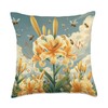 Spider Lily Flower Blooming With Bees Around Graphic Throw Pillow