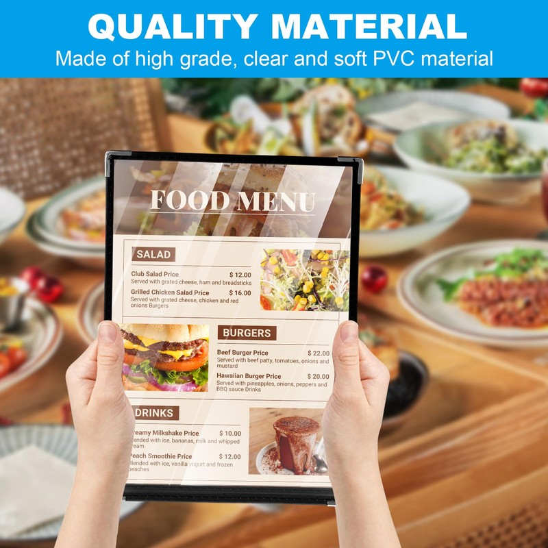 WOPPLXY 12 PCS A4 Menu Covers, Single Page Double View