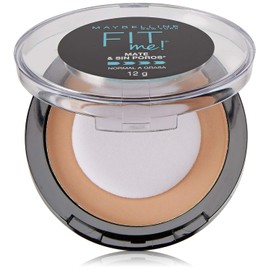Maybelline Base de Maquillaje en Polvo Fit Me, TRUE BEIGE 222, 12 gr, matifica y controla brillo por 16h, minimiza la apariencia de poros, iguala el tono y la textura de la piel