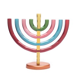 World Of Judaica Yair Emanuel Anodized Aluminum Hanukkah Menorah with Bright Colors