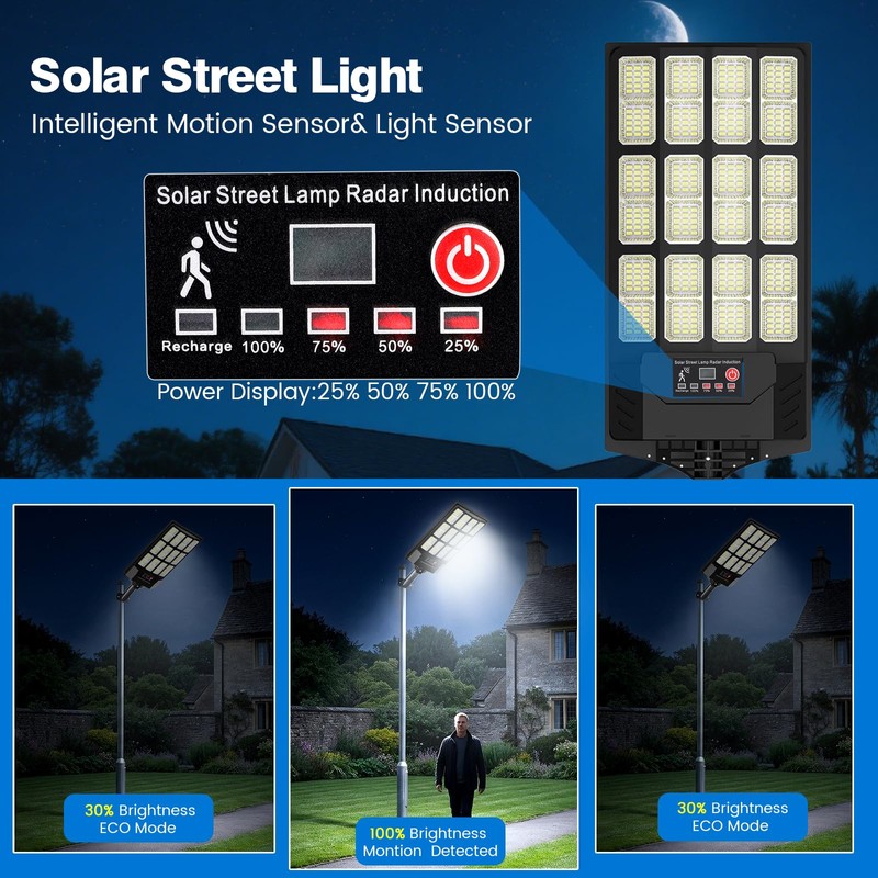JWT 2 Pack Solar Street Lights Outdoor Waterproof, Commercial Solar