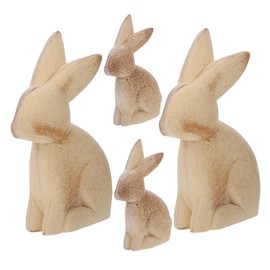 Operitacx 4pcs Unfinished Wooden Bunny Figurines DIY Rabbit Sculpture Craft Decor Handmade Accessories