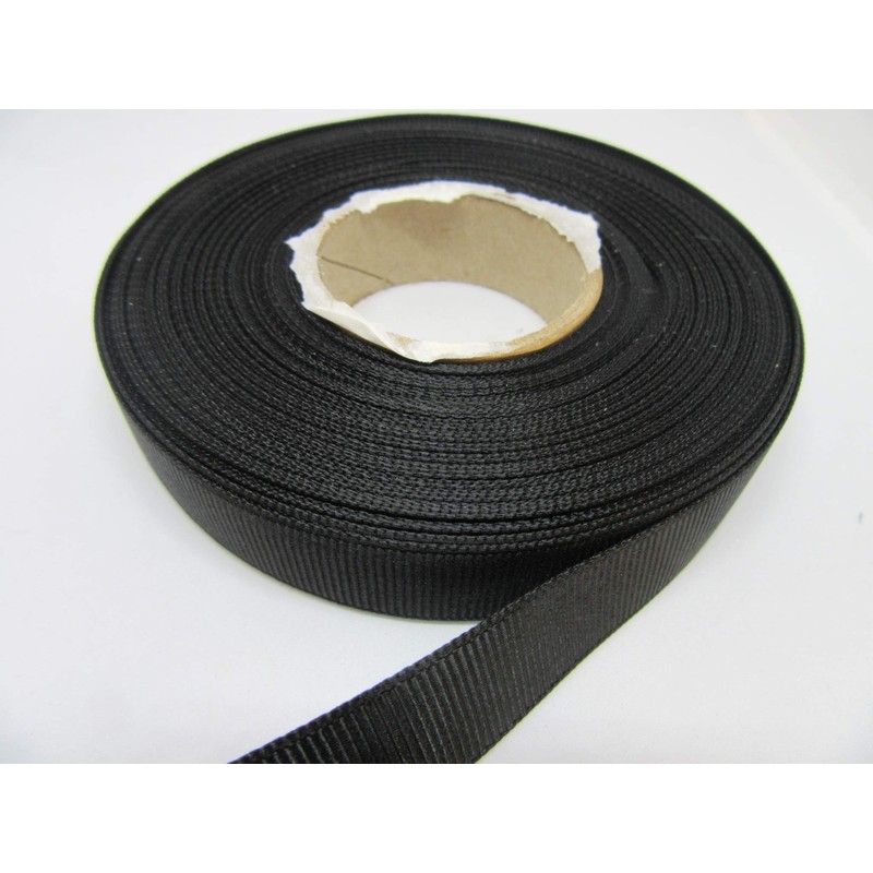 2 metres of 16mm Grosgrain Ribbed Ribbon Black Double Sided