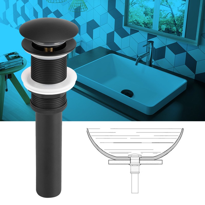 Kitchen Bathroom Basin Sink Solid Brass Popup Drain Stopper Black