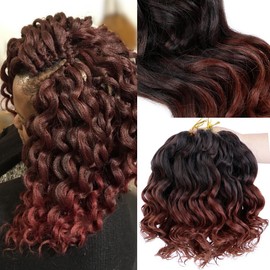 Mtmei Hair Ocean Wave Crochet Hair 9 Inch 8 Packs Ombre Orange Deep Wave Crochet hair Deep Curly Twist Braids Water Wavy Synthetic Braiding Hair Extensions for Black Women T1B/350 (9 Inch,8 Packs)