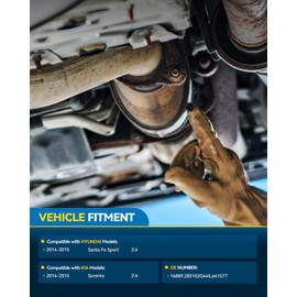 PHILTOP Catalytic Converter Kit Compatible with Kia, Hyundai 2014-2015 Sorento 2.4L, 2014-2015 Santa Fe Sport 2.4L High Flow Catalytic Converter for 16889 (EPA Compliant)