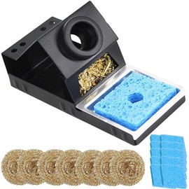 Xiatiaosann Soldering Iron Holder, Stable Portable Soldering Iron Stand with Brass Wool, Cleaning Sponge, Solder Tip Slots, No Water Needed