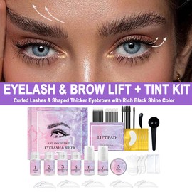 SHEEYOON Lash Lift and Tint Kit, 2 in 1 Lash and Brow Lamination Kit with Black Tint Cream, Professional Eyelash Brow Perming Kit for Long Lasting Fuller Thicker Shaped Brows & Curlier Waved Eyelash