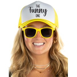Funky Junque The_One/Foam Trucker Hat & Sunglasses Bundle - Funny (Yellow)