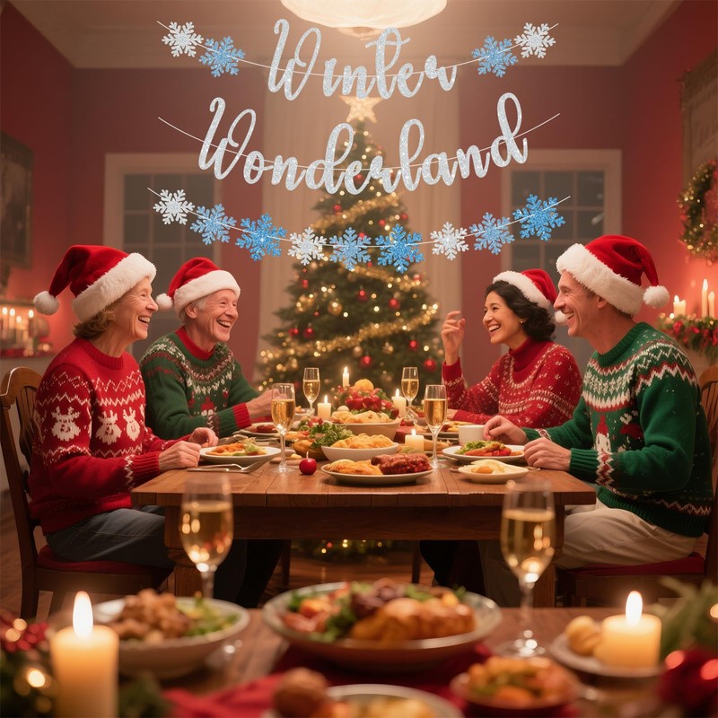 SerpizePaty Winter Wonderland Banner, Christmas Banner for Mantle