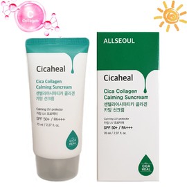 Cica Sun Cream Soothes sunburn youth without stickiness for white cloudiness and sore eyes - Cica Collagen Sun Cream 70ml / 시카 선크림 백탁 눈시림 끈적임 없는 썬 청소년 진정 - 시카콜라겐선크림70ml