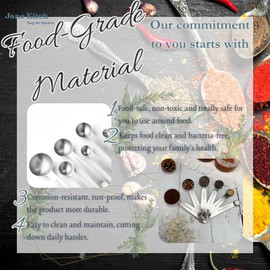 Jane Kitch Stainless Steel Teaspoon Measuring Spoons Set of 6, Metal Tablespoon Measuring Spoon for Coffee or Tea in Kitchen with 1/8 1/4 1/2 Teaspoon Measuring Spoon, 1/2 Tablespoon Measuring Spoon