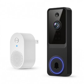 1080p Wireless Video Doorbell Camera with Smart AI Human Detection, Two-Way Audio, Live View, Night Vision, 2.4G WiFi, Battery Powered, App Control, and Cloud Storage for Home, Office & Pet Monitoring