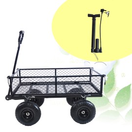 Wagon with Removable Sides Can be Used in Farms, Warehouses etc l Garden Dump cart- A Must-Have for Your Dream Garden Garden Essential(Black air Wheels)