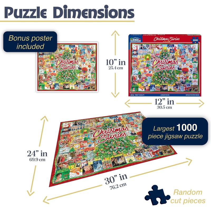 White Mountain 1000 Piece Jigsaw Puzzle Winter Christmas Holiday Puzzles