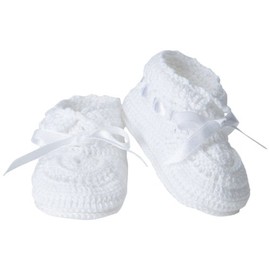 Jefferies Socks Baby Girls' Hand Crochet Bootie, White, Newborn (2681)
