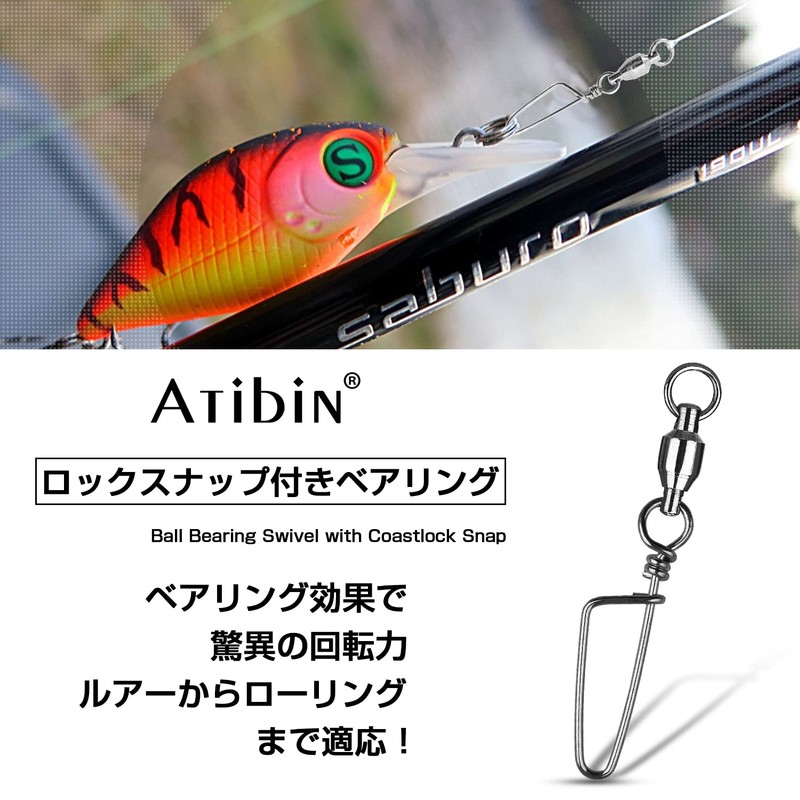 Atibin 25pcs Swivels with Snap Swivels Rolling Stream Snap Swivel