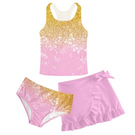 Cutemile Girls Rashguard Long Sleeve Bathing Suit Size 6 Two Piece Swimsuits Blue Unicorn Swimwear Set with Sun Hat UPF 50+ Rash Guard for Hawaiian Vacation 5-9 Years