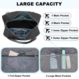 for Airlines Cabin Bag 52x35x22 cm Underseat Travel Foldable Duffel Bag Holdall Tote Bags Overnight Carry on Luggage for Women and Men(40L, Black)