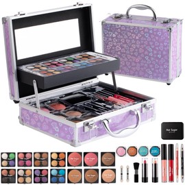 Hot Sugar Ultimate All-in-One Makeup Kit for Teen Girls, Basic Makeup Gift Set for Women - Create Stunning Looks with 52 Shades and Accessories (Purple Love)