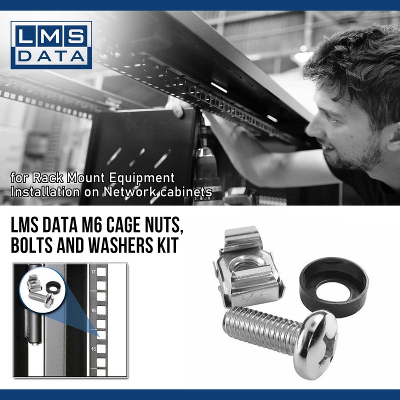 LMS DATA M6 Cage Nuts, Bolts and Washers Kit -