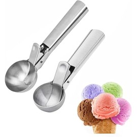 2 Pcs Cuchara de Helado Acero Inoxidable, Cuchara para Helado y Congelados, 7 Pulgadas, Para Hedos, Puré de Papas, Frutas, Diseño Ergonómico, Ideal para Cocina, Pastelerías