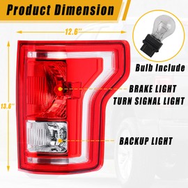 Boine Right Passenger Side Tail Light Compatible With 2015 2016 2017 Ford F150 F-150 Rear Light Brake Lamps - Bulb Included(Right Passenger Side)