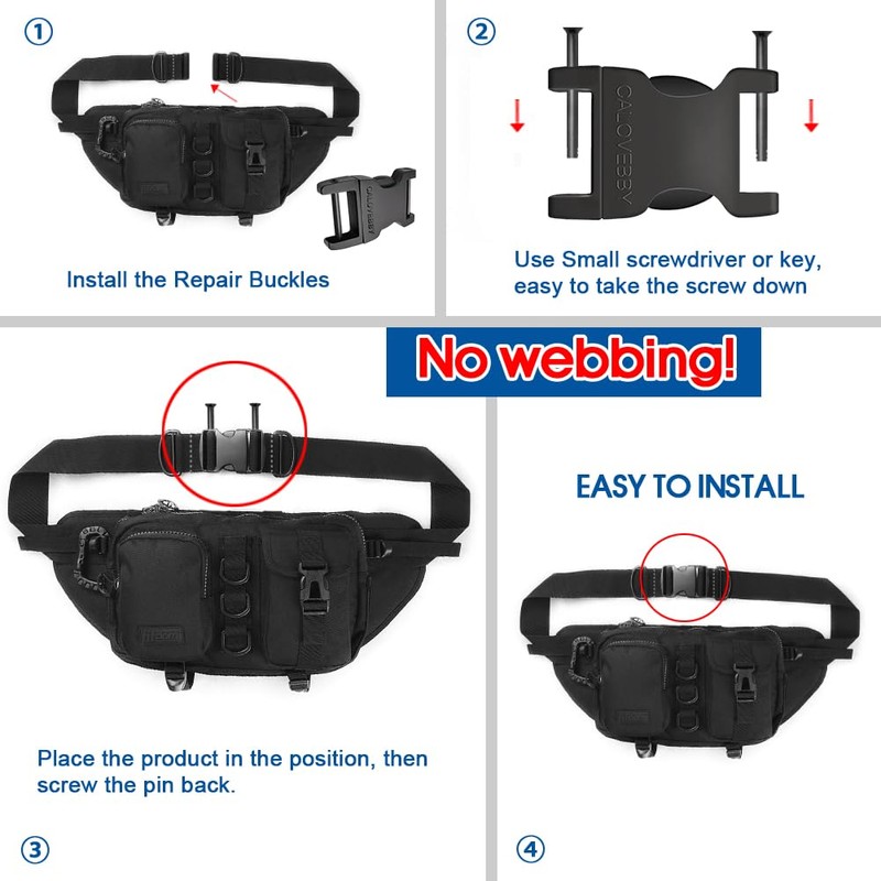 Field Repair Buckles for Straps 1Inch, Quick Side Release Adjustable