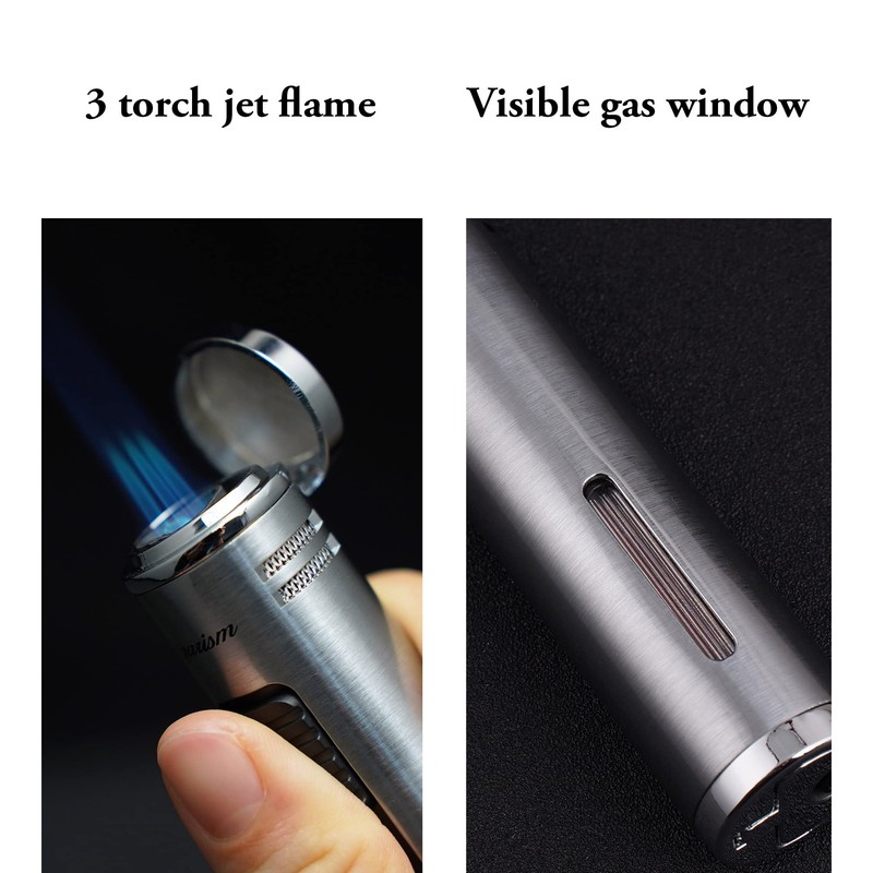 CIGARISM Triple Torch Jet Flame Cigar Lighter, Windproof Outdoor Camping