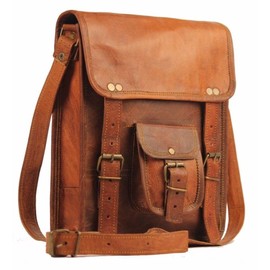 { Shreenath Enterprises } Leather 11" Mens Leather Satchel Vintage Leather Messenger Bag Shoulder Bag for I Pad