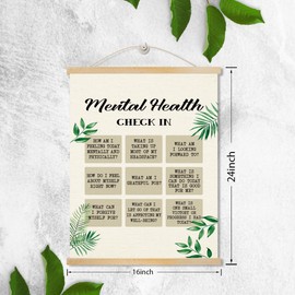 Mental Health Check In Poster, Self Affirmation Poster, Wood Poster Hanger, Daily Check Poster, CBT Poster, School Psychologist Office Decor, Therapy Office Decor, Wood Canvas Poster Hanging Decor