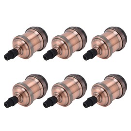 6 Pcs Lamp Holder Metal E26 E27 Screw Retro Lighting Base Accessories with Ground Aluminum ShellRed Bronze