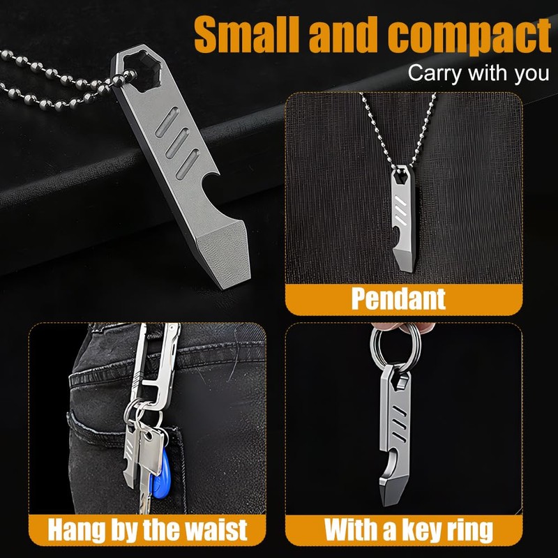 Titanium EDC Pry Bar, Portable Mini Pry Tool with Bottle