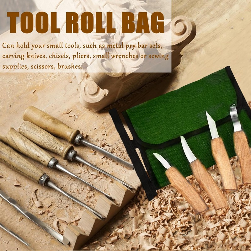 BLIRITEL Tool Roll Up Bag, Canvas Tool Organizer with 4