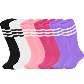 ENBAOHUI Toddler Soccer Kids Girls Boys Soccer Knee High Socks Black/Pink/Rose/White/Purple 7-11 Yeas Old
