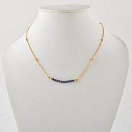 InfinityGemsArt Blue Sapphire Jewelry Gold Necklace For Women Satellite Beaded September Birthstone Natural Gemstones 18K Gold Plated Adjustable Chain Birthday Gifts