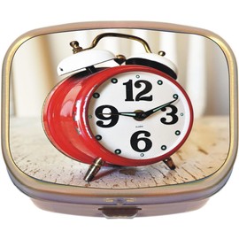 Vintage Alarm Clock Brass Rectangle Pill Box