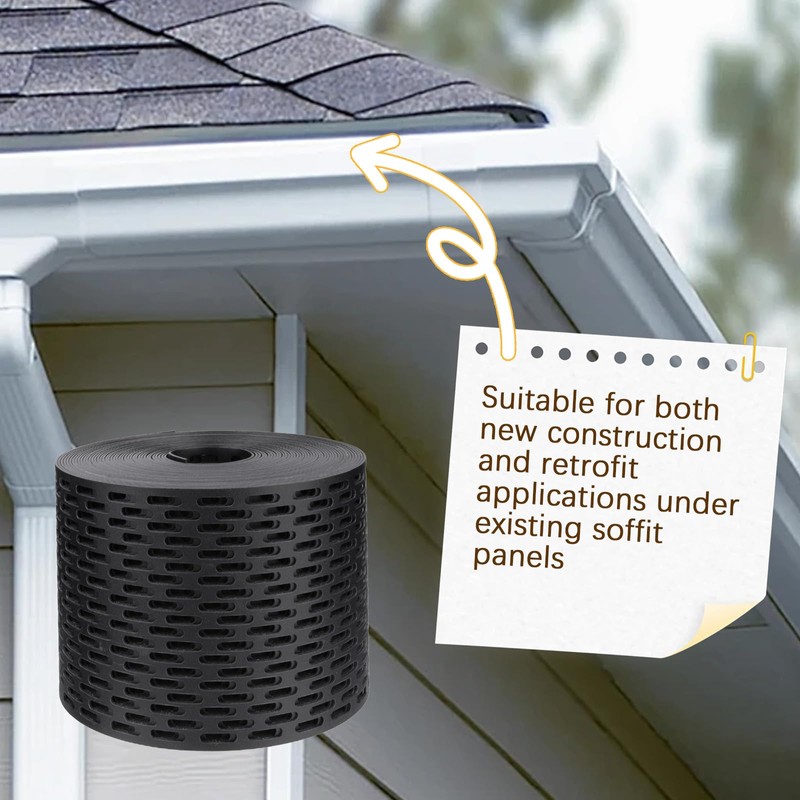 VKQ 3.93" x32.8FT Soffit Vent Strip for Eaves Ventilation Weather-Resistant