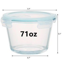 ATRDTO 71oz Large Glass Food Storage Container with Airtight Locking Lid for Storing food, Vegetables, Fruits Roasting Turkey Freezer Microwave & Oven Safe Leak Proof