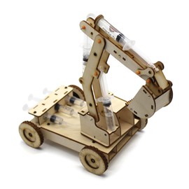 VGEBY1 Hydraulic Wooden Excavator, Wooden Hydraulic Excavator Toy DIY Assembly Model Set for Children Teenagers Adults No. 2