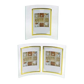 Ideal Verona Glass Picture Frame 10 x 15 cm 13 x 18 cm 15 x 20 cm Curved Photo Frame Colour: Gold Tall Format: 13 x 18