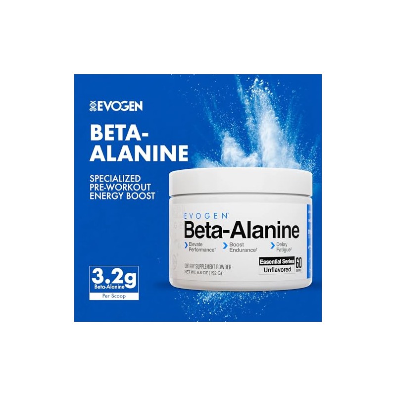Evogen Beta-Alanina Beta-Alanine Performance Enhancer, Unflavored, 60 Servings