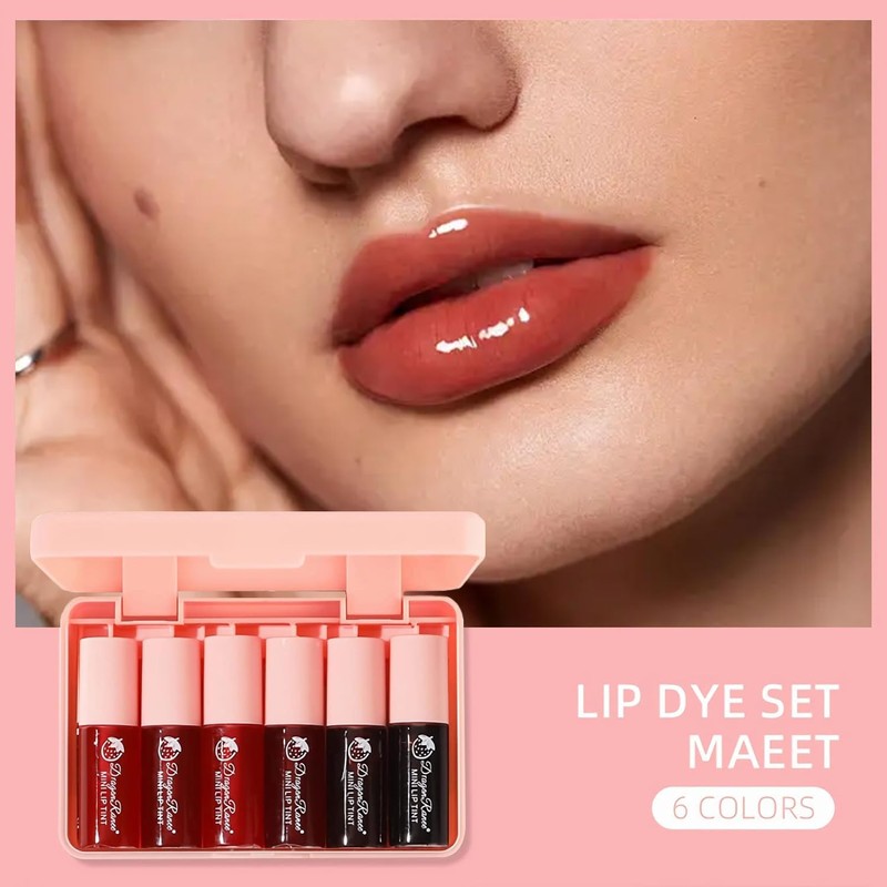 6 Colors Lip Tint Stain Set, Korean Hydrating Moisturizing Lip
