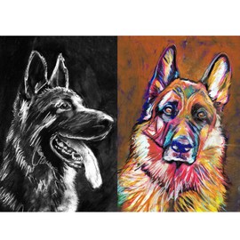 Two German Shepherd Wall Art Prints | GSD Dog Gifts | From Original Paintings by Oscar Jetson | Modern Hand Signed Artwork in 8x10” and 11x14” Sizes (a4)
