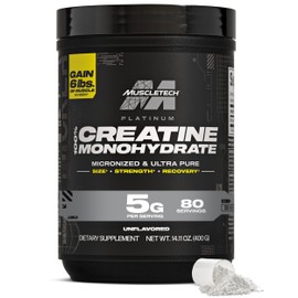 MuscleTech Creatine Monohydrate Powder, Platinum Pure - Unflavored Micronized Creatine for Men & Women - Workout Supplements for Performance, Muscle Recovery & Builder-(80 Servings) Packaging May Vary