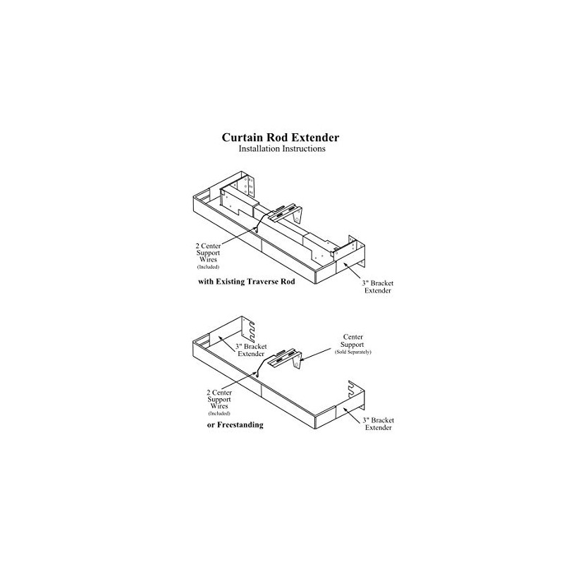 Valance Curtain Rod Extender KIT ~ 1 Pair Brackets with