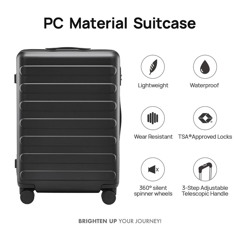 NINETYGO 24 Inch Luggage with Spinner Wheels, Checked Luggage, Large